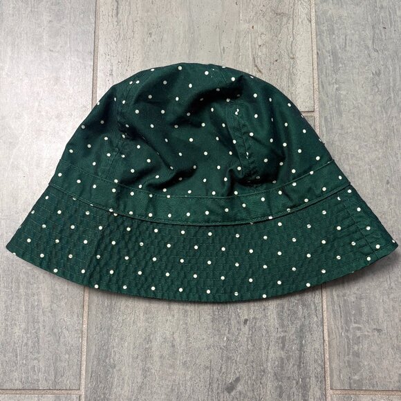 Lands' End Accessories - Lands’ End Waterproof Bucket Rain Hat Green Polka Dot S/M